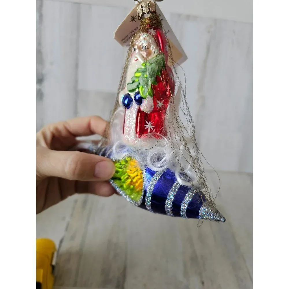 Radko rocket rider reflector Santa 2002 tinsel ornament Xmas tree‎